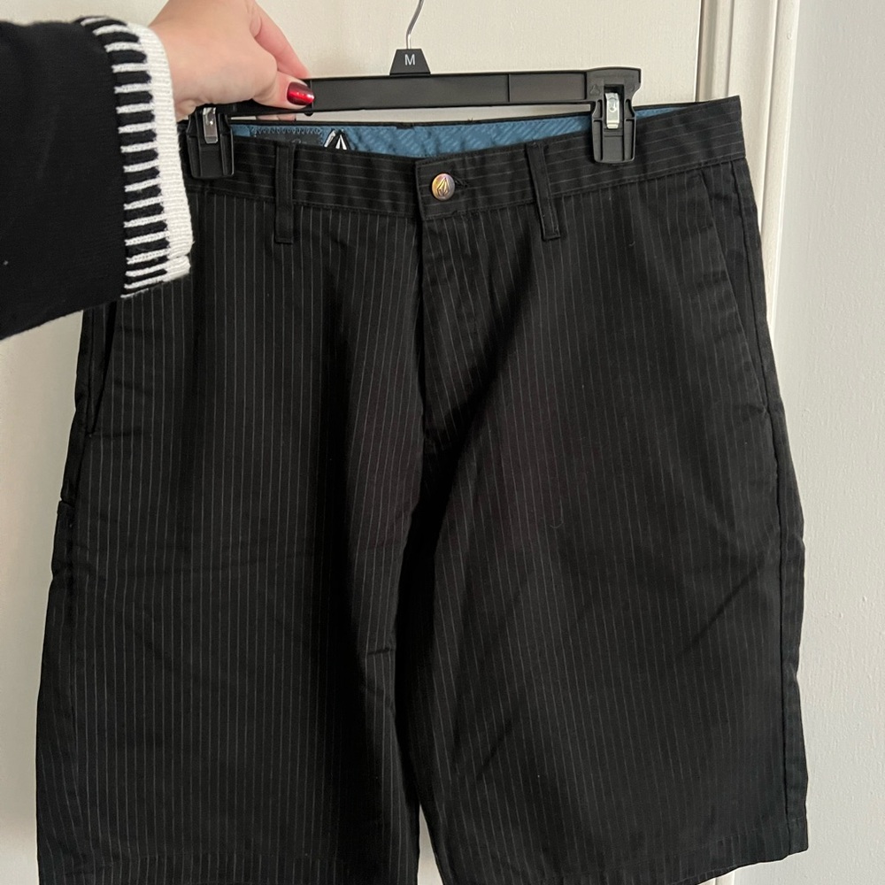 Volcom Black Pinstripe Flat Front Shorts